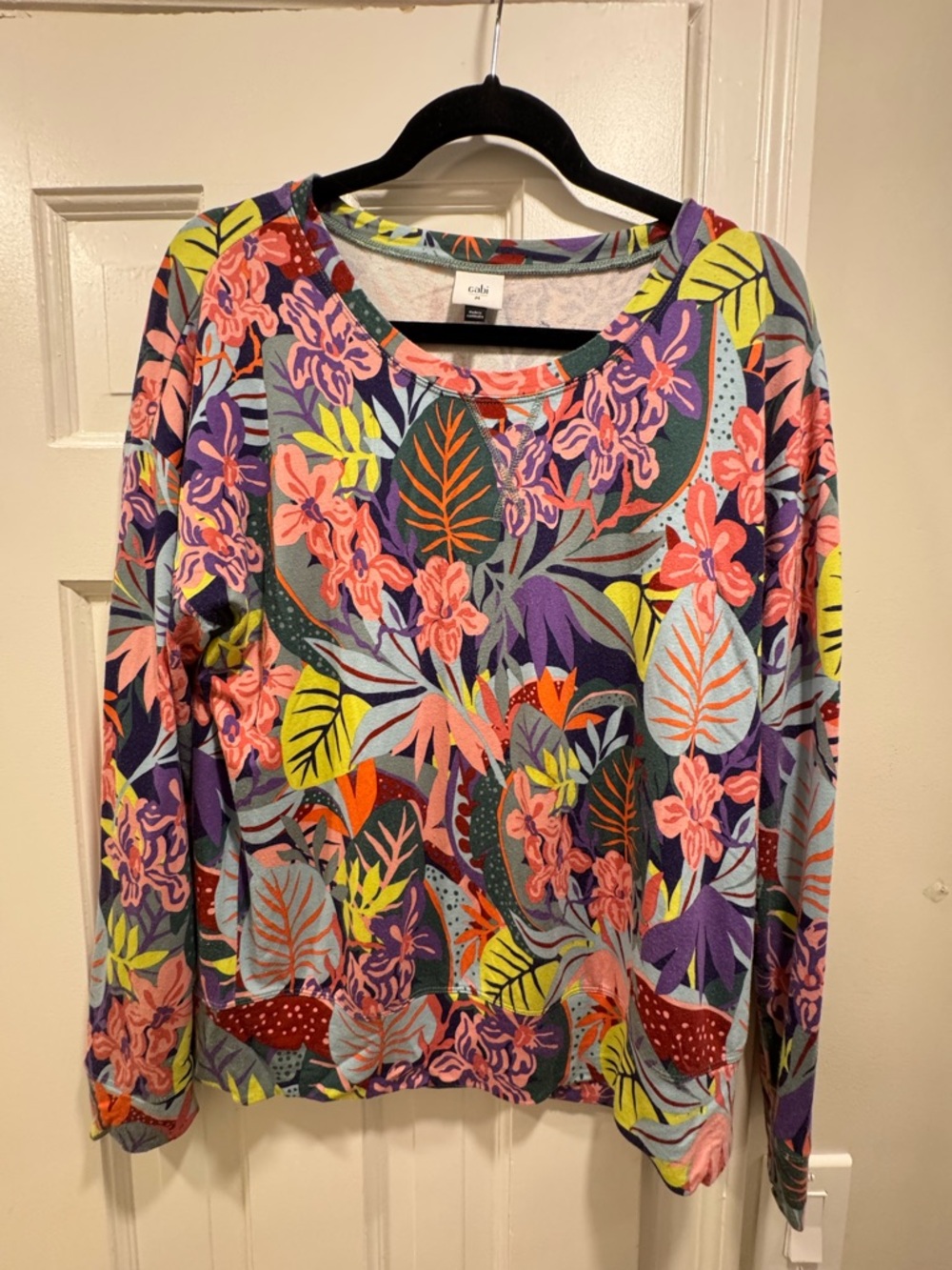 CAbi Multicolor Floral Print Long Sleeve Sweatshirt